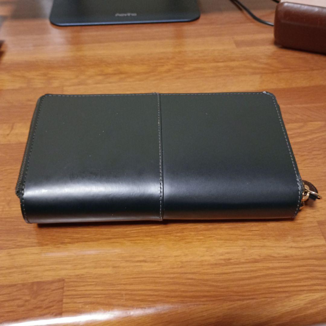 黒川鞄店　グリーンコードバン 長財布 ゴールドファスナースマホも入る