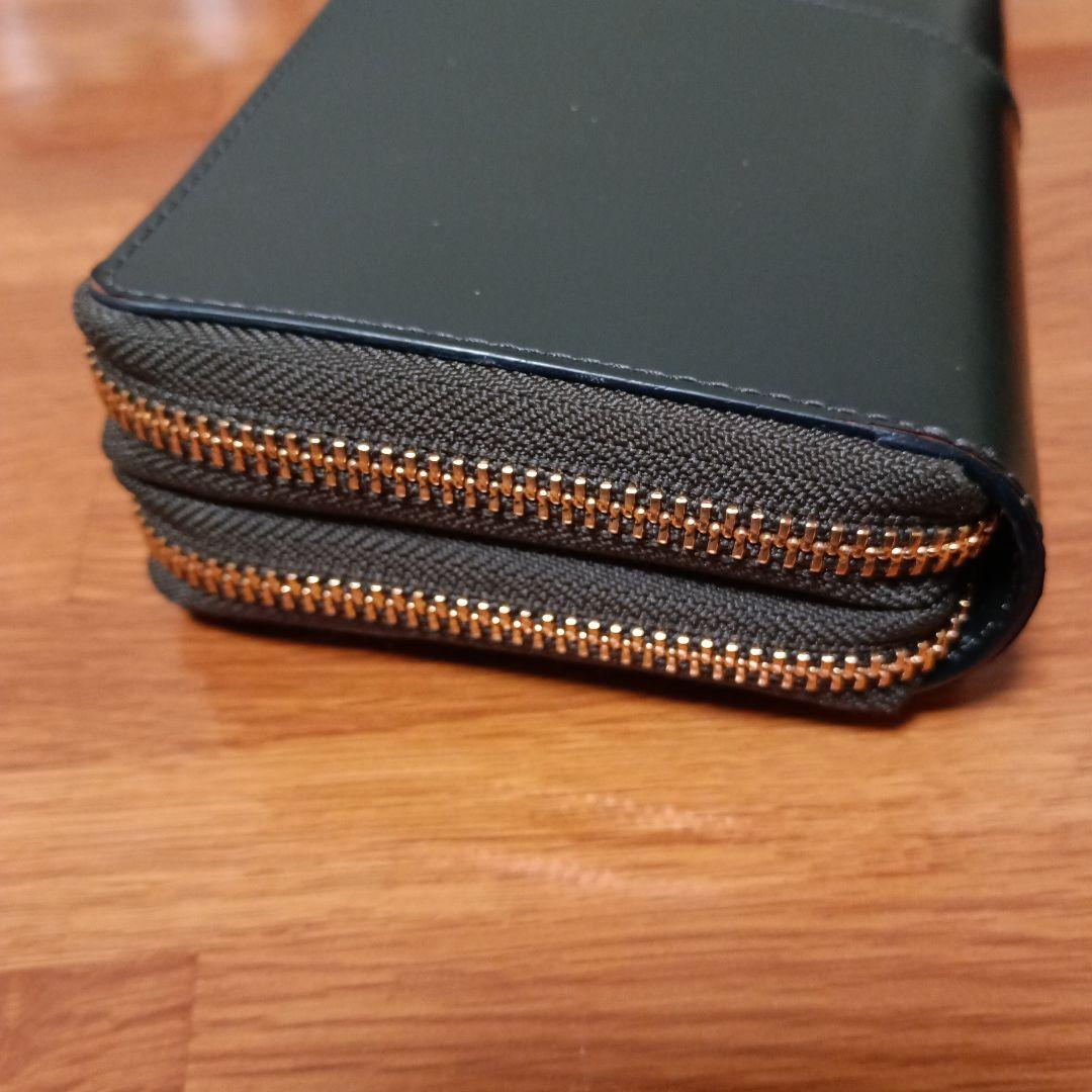 黒川鞄店　グリーンコードバン 長財布 ゴールドファスナースマホも入る