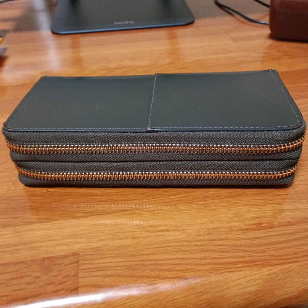 黒川鞄店　グリーンコードバン 長財布 ゴールドファスナースマホも入る