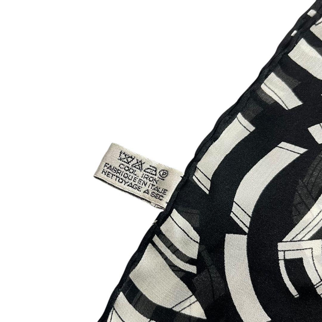 ⭐︎美品⭐︎ レア シャネル シルクプリーツスカーフ　ココマーク 黒 イタリア製