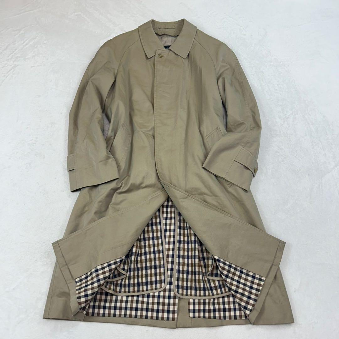 J218 L 38 アクアスキュータム チェックライナー付き コート メンズ