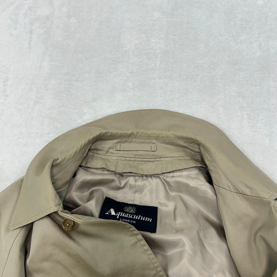J218 L 38 アクアスキュータム チェックライナー付き コート メンズ
