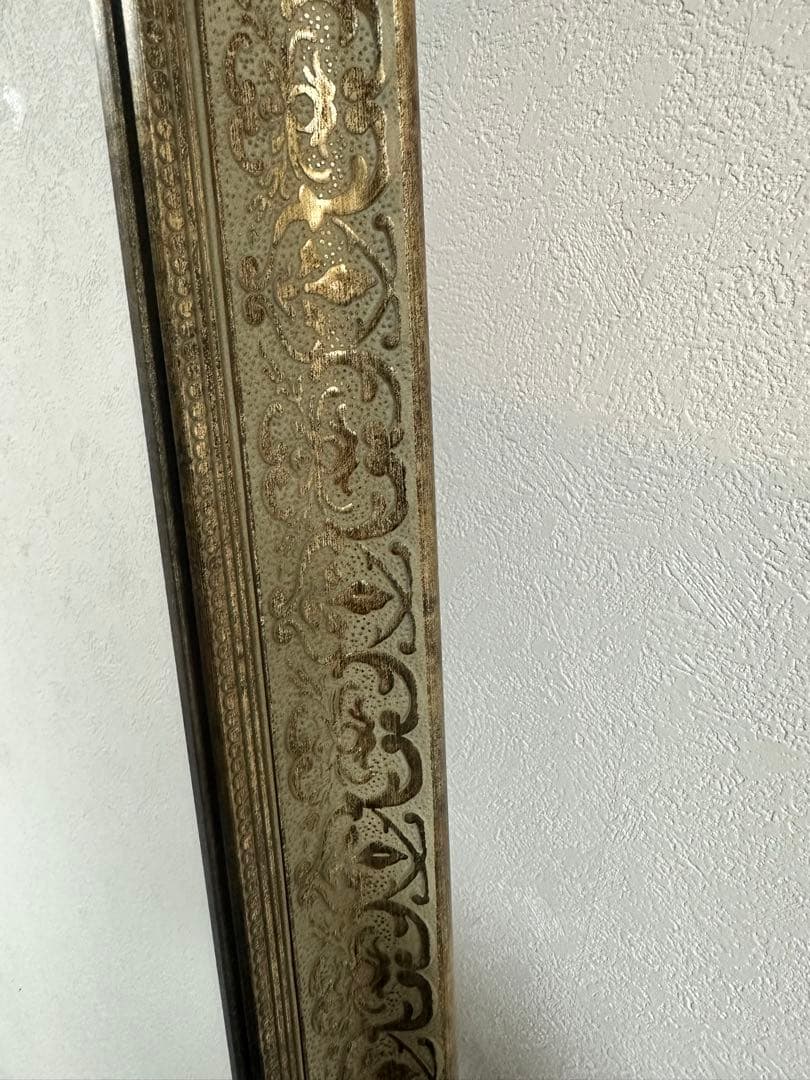 2日間限定値下げ‼️アンティーク調装飾的ゴールドフレームスタンドミラー