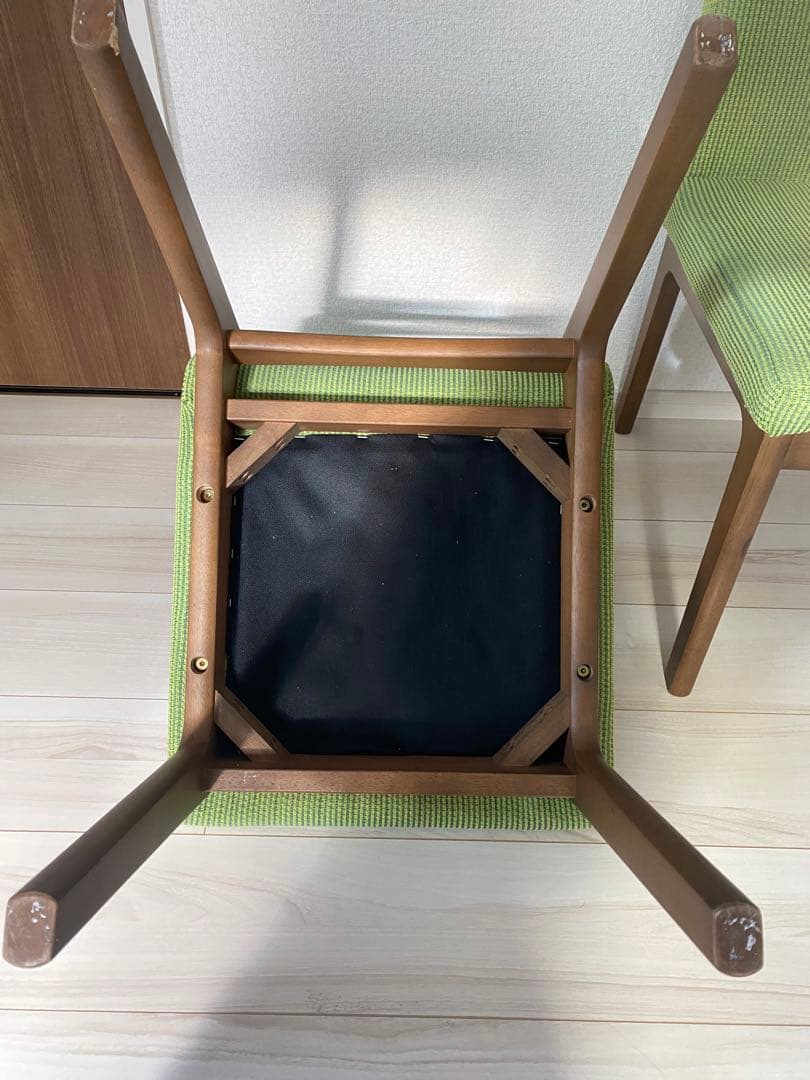 ニトリ 布張りダイニングチェア グリーン2脚セット