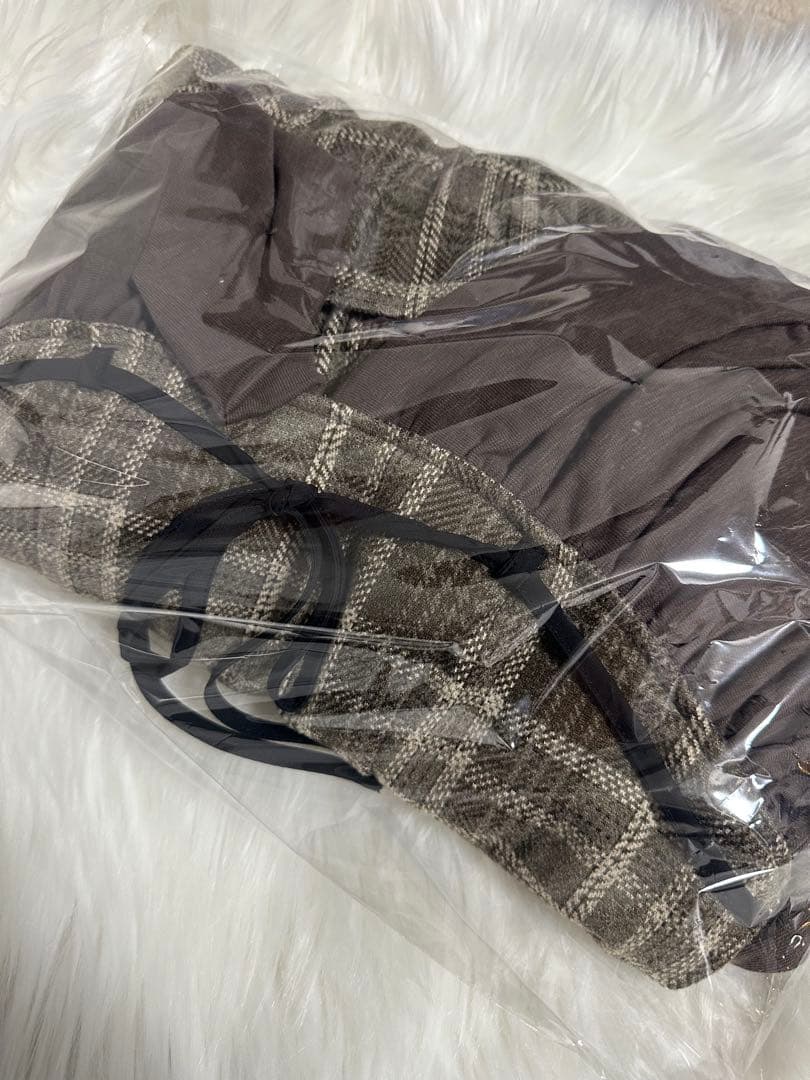 バブルス チェックレイヤードワンピース S ブラウン