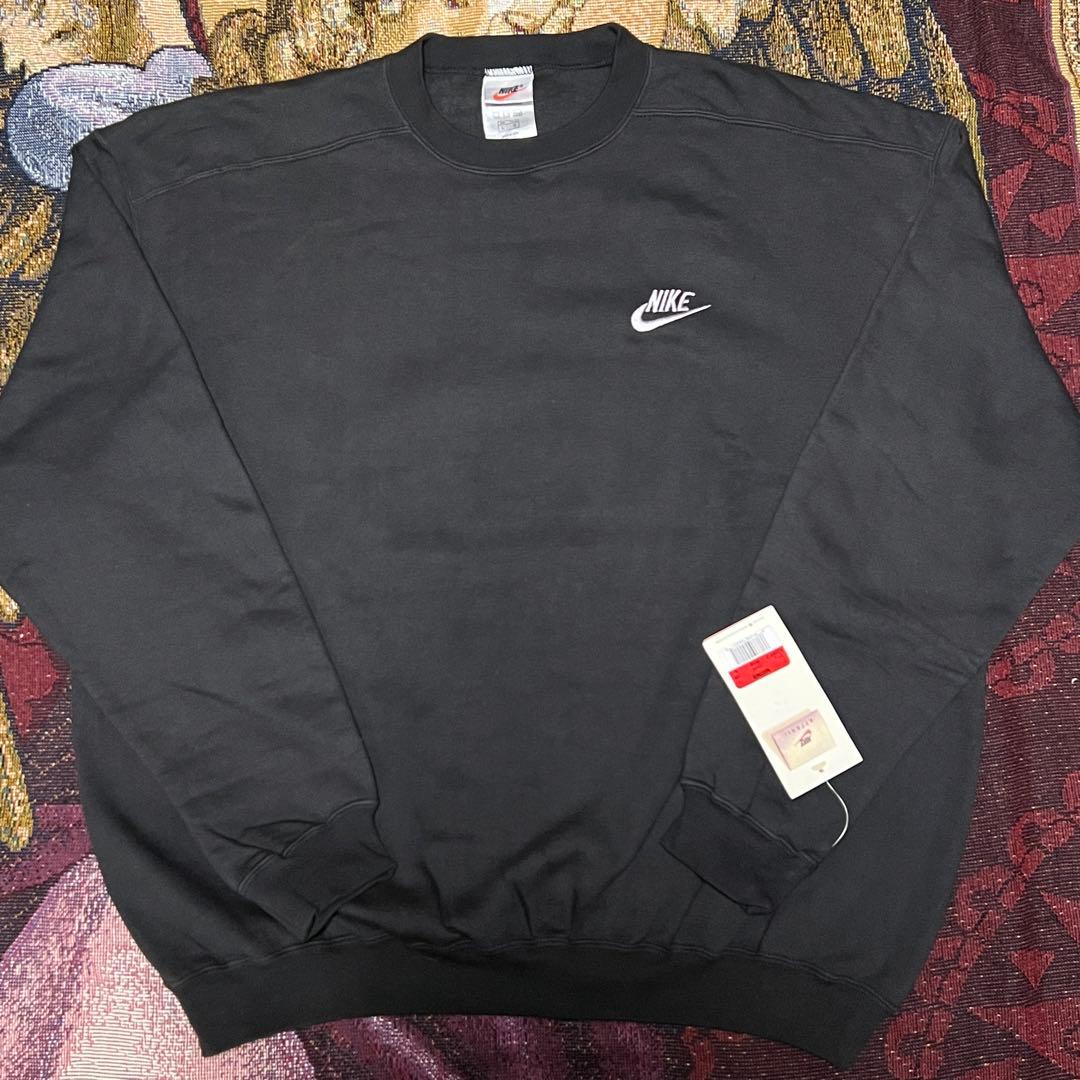 【デッドストック】90sUSA製ナイキワンポイントロゴ刺繍新品タグ付きブラック