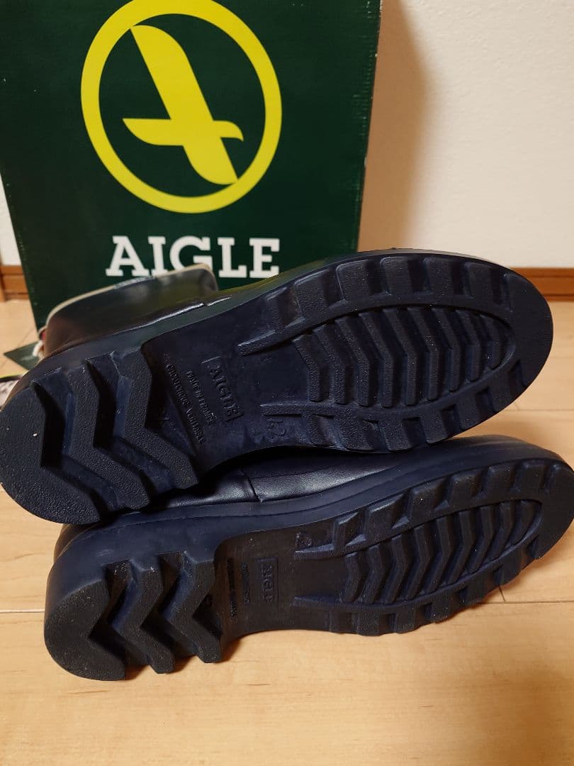 AIGLE BLUE BLUE 長靴 レインブーツ　ダークネイビー タグ付き
