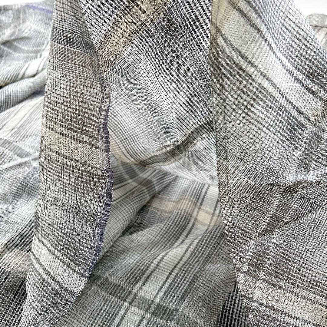 超希少！オールドグッチ リネン フレアスカート チェック ロング 40 グレー