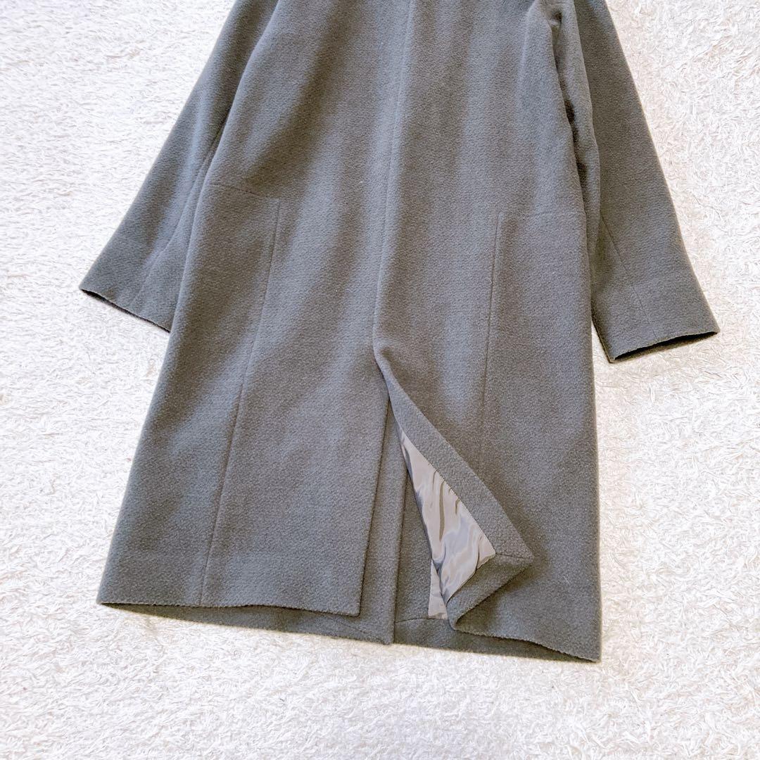 evameva エヴァムエバ　ウールアンゴラロングコート　ダークグレー　1サイズ