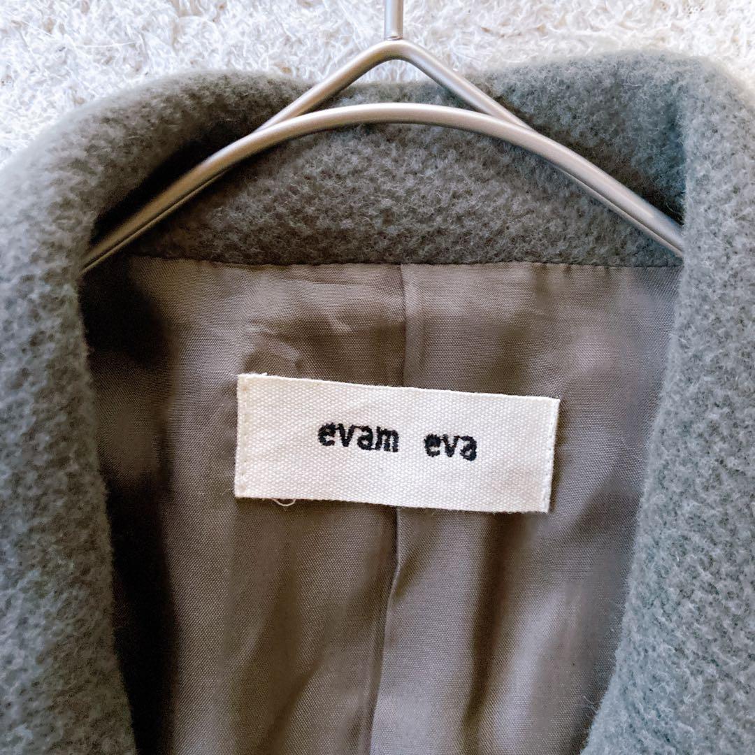 evameva エヴァムエバ　ウールアンゴラロングコート　ダークグレー　1サイズ