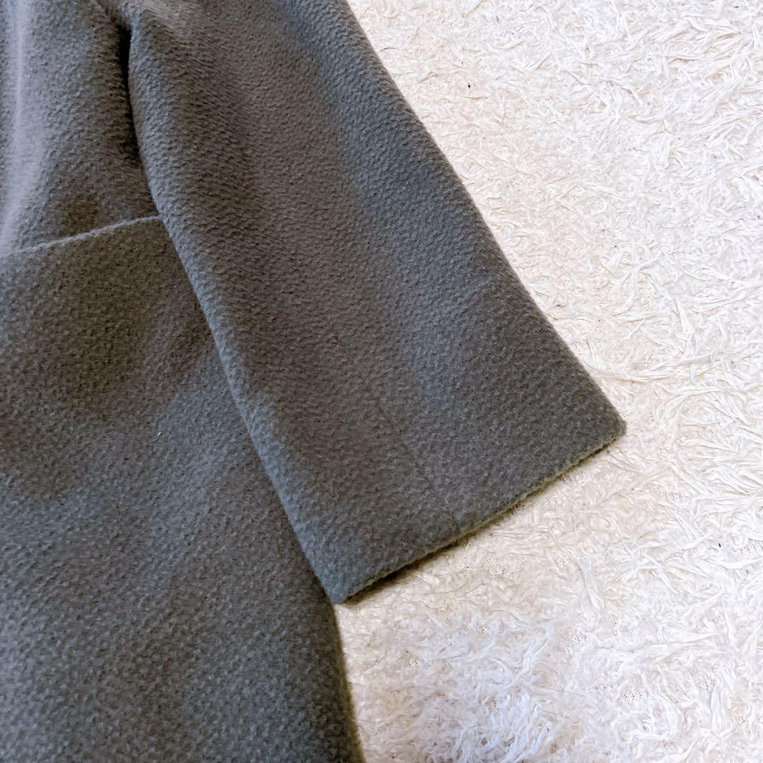 evameva エヴァムエバ　ウールアンゴラロングコート　ダークグレー　1サイズ