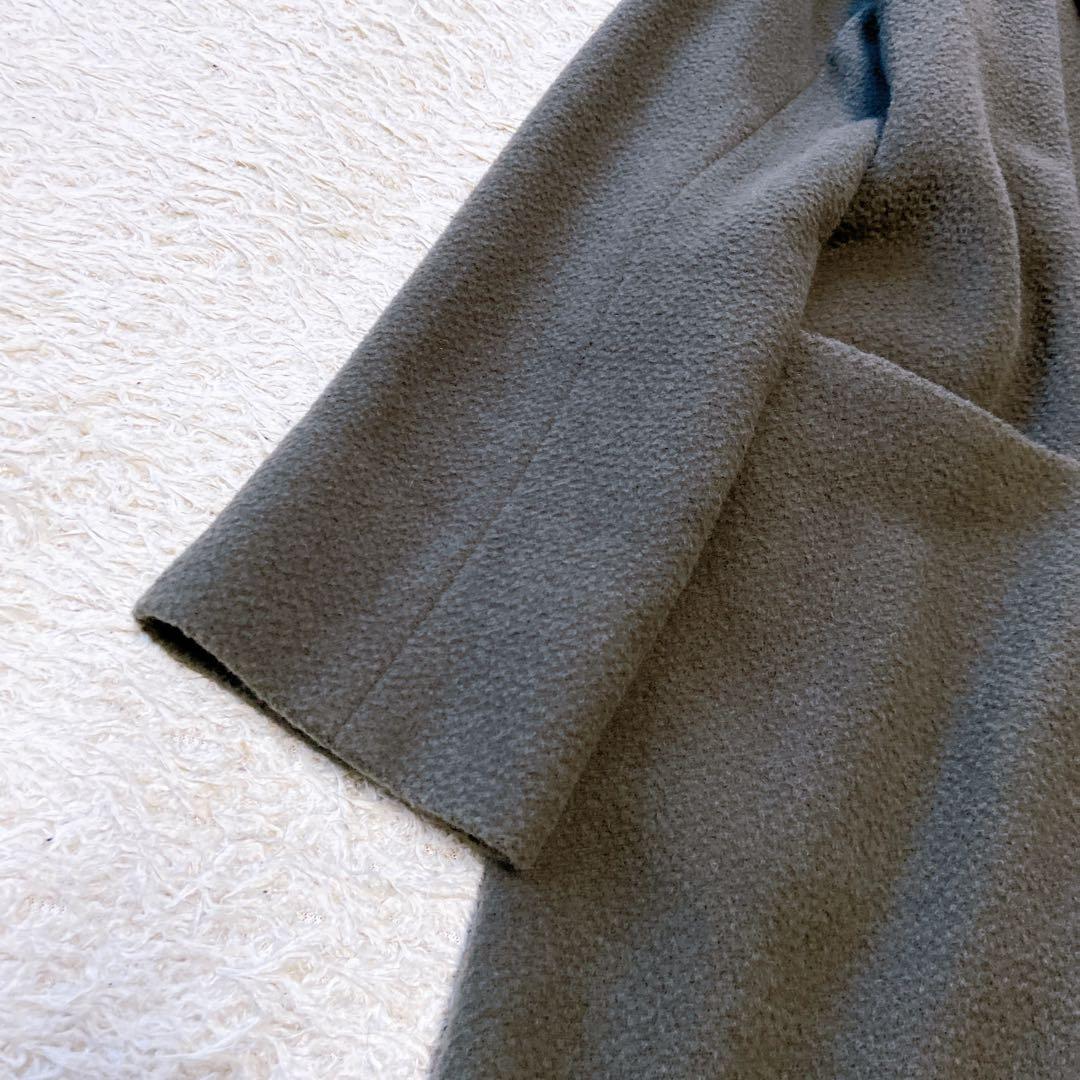 evameva エヴァムエバ　ウールアンゴラロングコート　ダークグレー　1サイズ