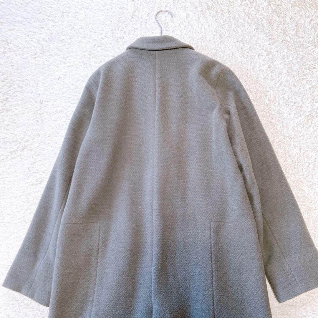 evameva エヴァムエバ　ウールアンゴラロングコート　ダークグレー　1サイズ