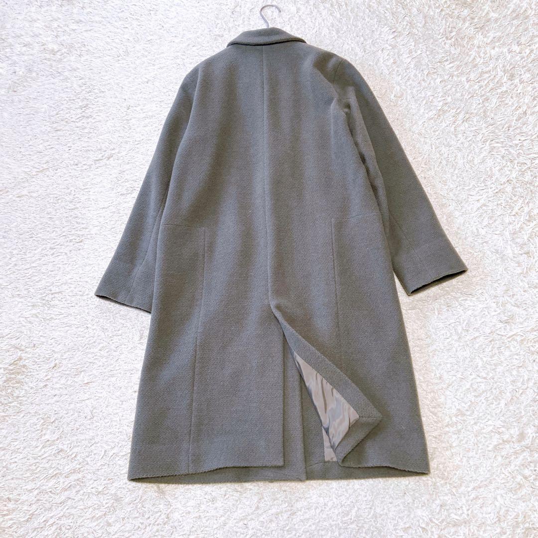 evameva エヴァムエバ　ウールアンゴラロングコート　ダークグレー　1サイズ