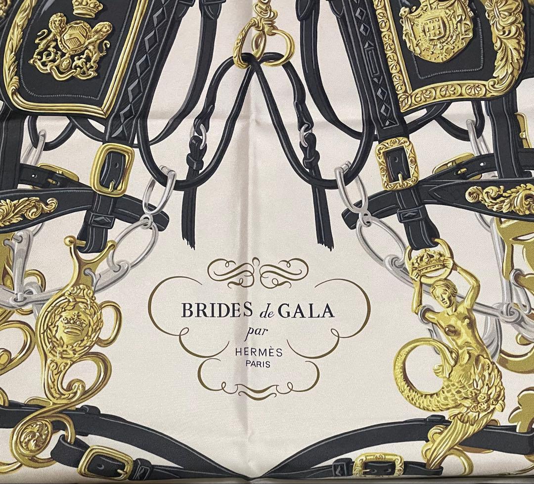 エルメス カレ 90 シルク スカーフ ブリッド・ドゥ・ガラ 黒