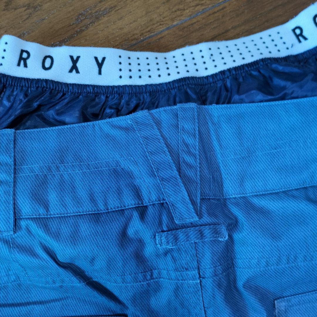 【美品】ROXY　スノボウェア　上下セット　Ｍ　デニム風　重ね着風　総柄