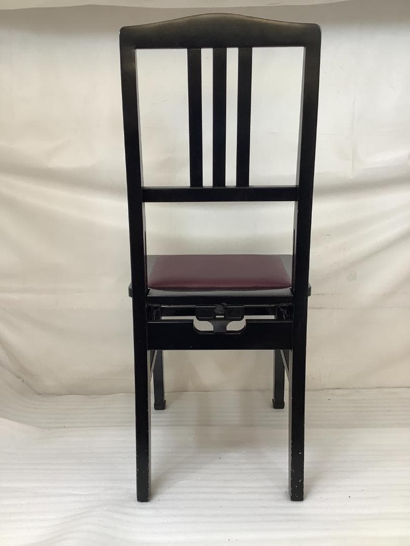 ※76857※背もたれ付きピアノ椅子（黒）