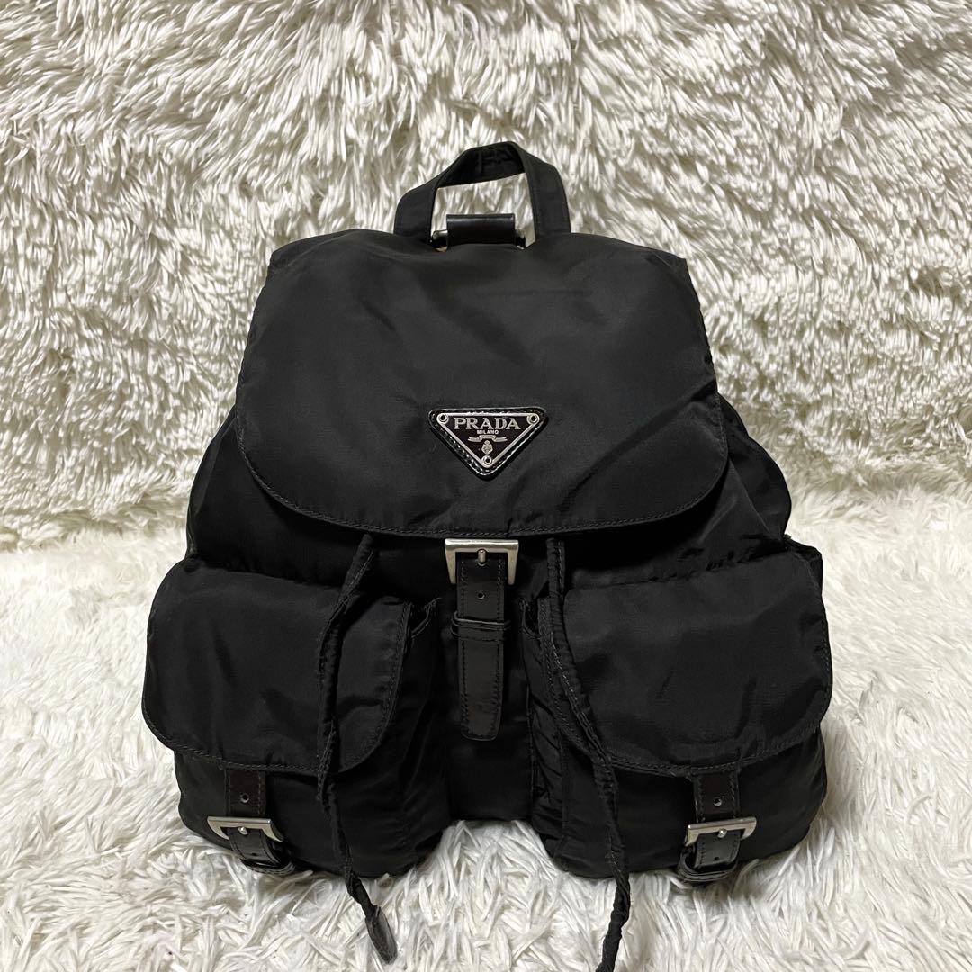 【美品】PRADA プラダ　リュック　バックパック　ナイロン　レザー　ブラック