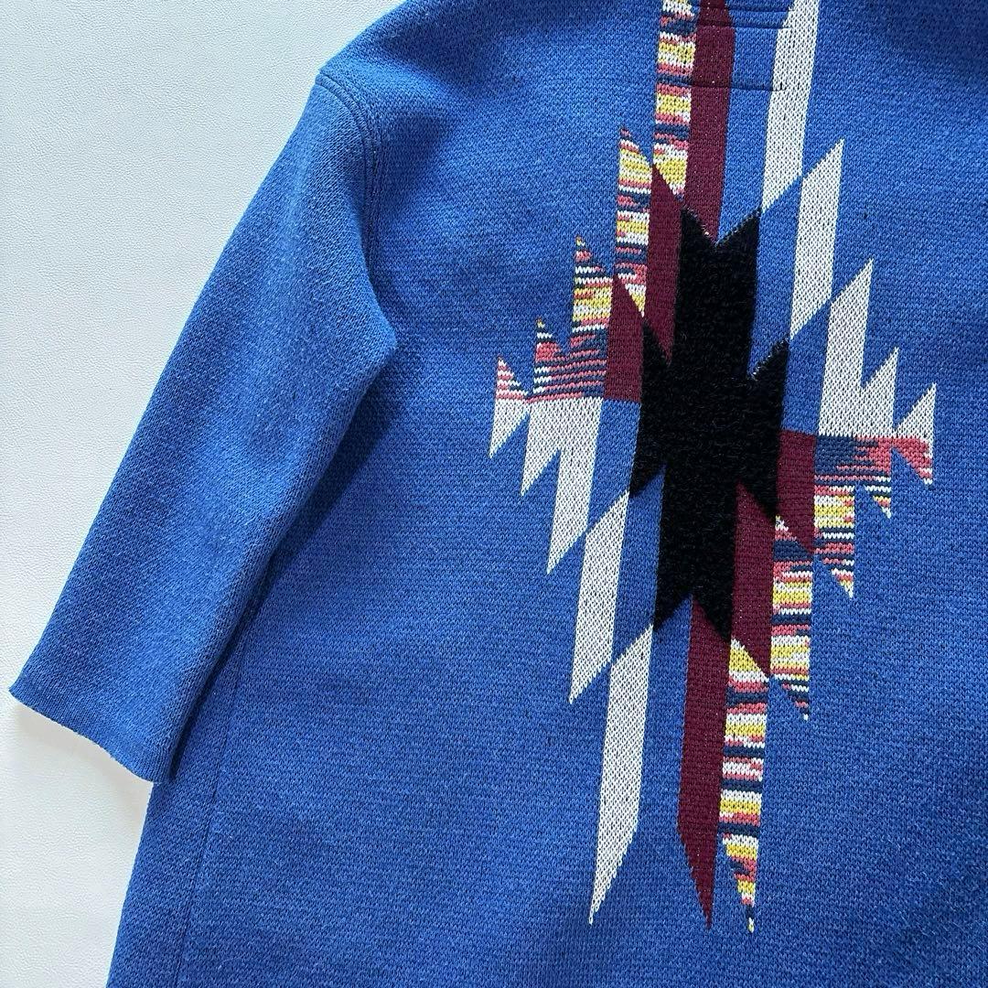 COOHEM YONETOMI ニットツイードフーディカーディガン M ブルー