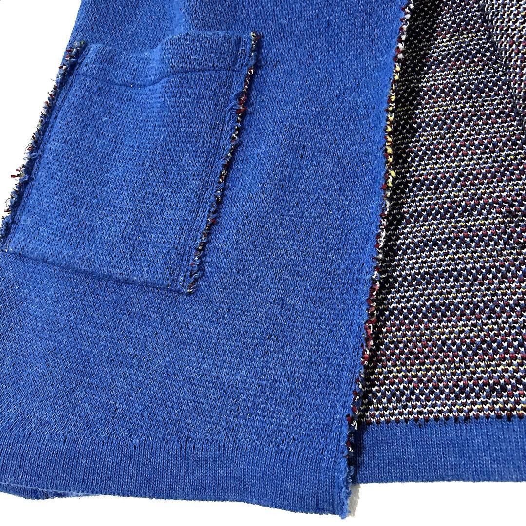 COOHEM YONETOMI ニットツイードフーディカーディガン M ブルー