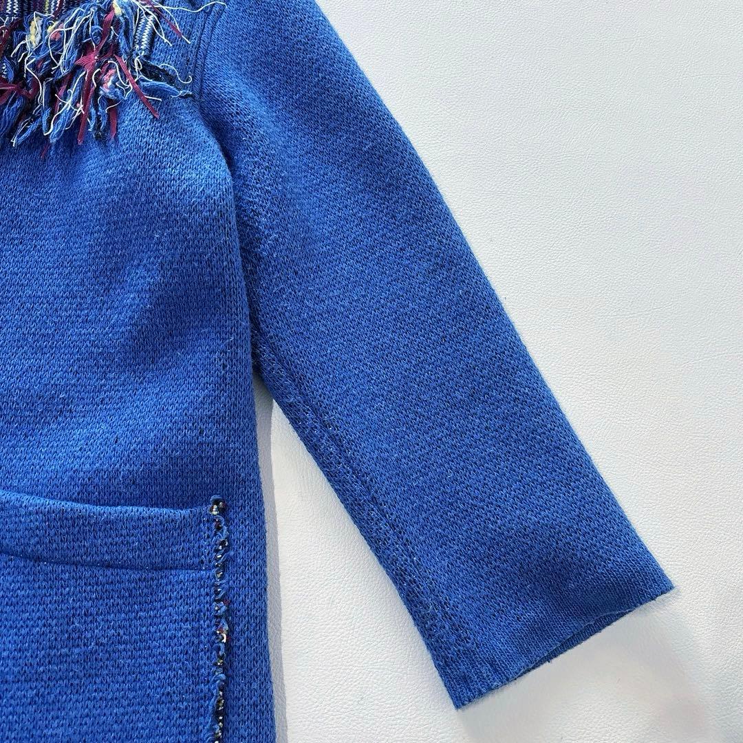 COOHEM YONETOMI ニットツイードフーディカーディガン M ブルー