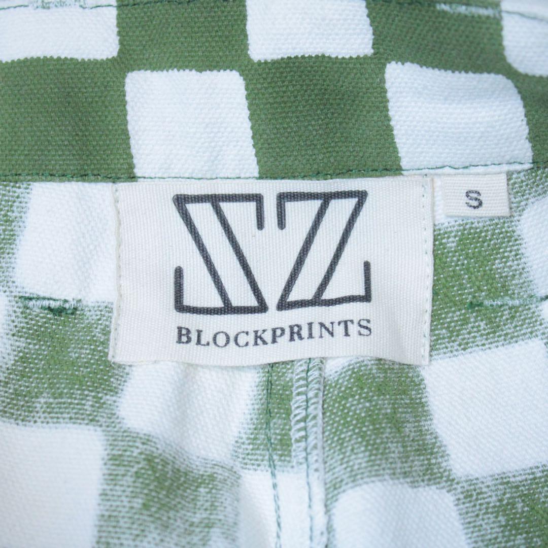 SZ BLOCKPRINTS ブロックプリント ワイドパンツ チェック柄 緑 S