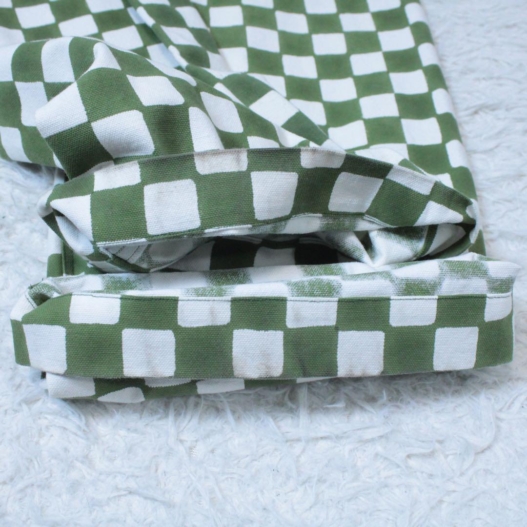 SZ BLOCKPRINTS ブロックプリント ワイドパンツ チェック柄 緑 S