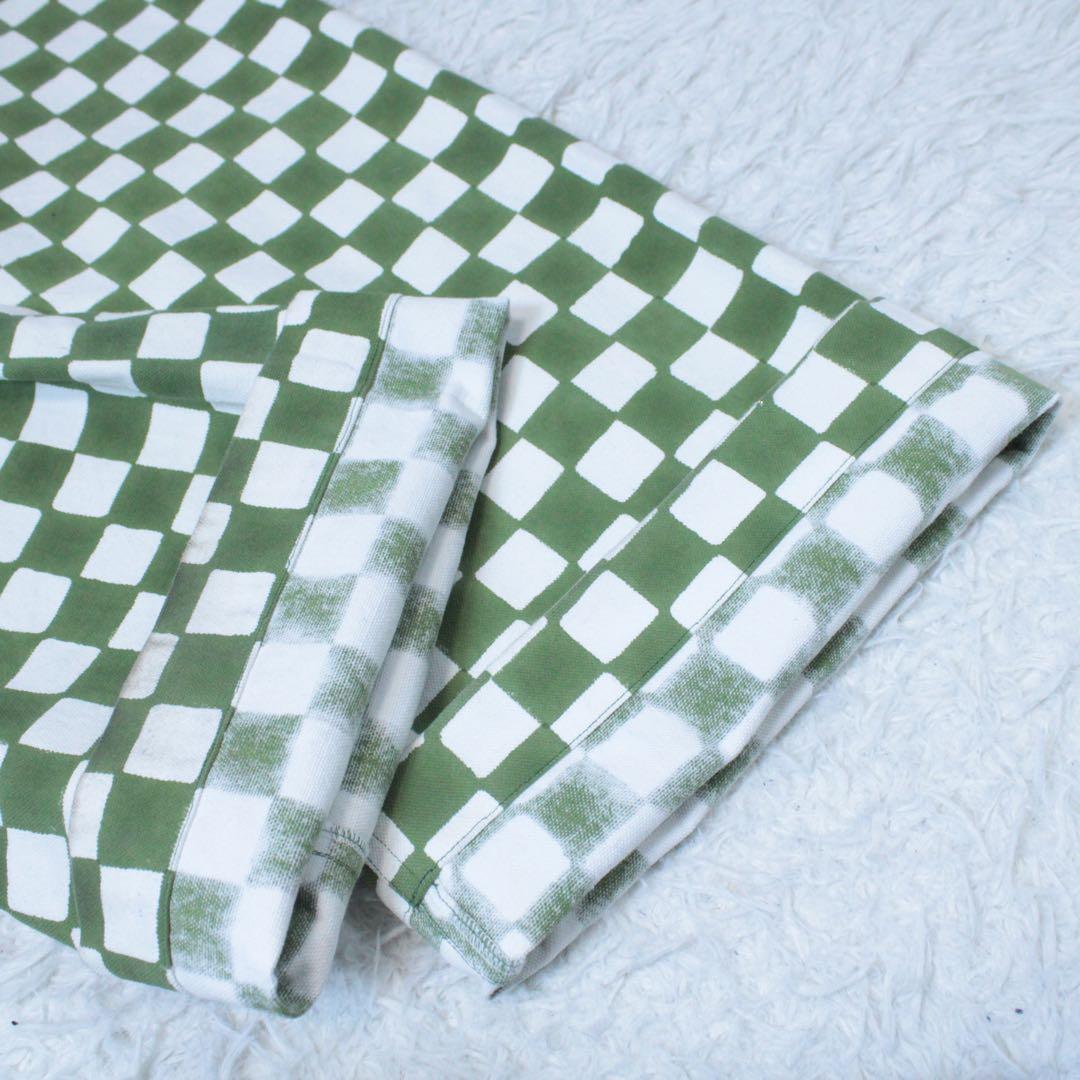 SZ BLOCKPRINTS ブロックプリント ワイドパンツ チェック柄 緑 S