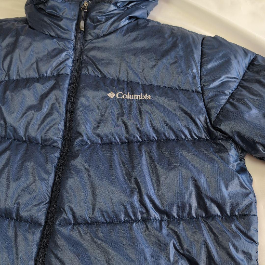 【クリーニング済】Columbia ダウンジャケット オムニヒート ネイビーXL