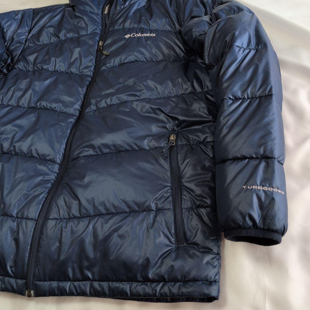 【クリーニング済】Columbia ダウンジャケット オムニヒート ネイビーXL