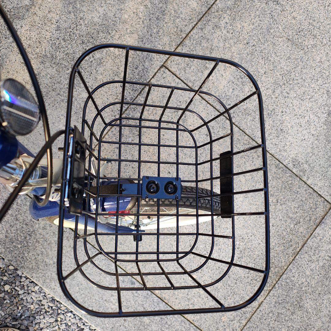 16インチ　自転車　青　補助輪、カゴ、手押し棒付き