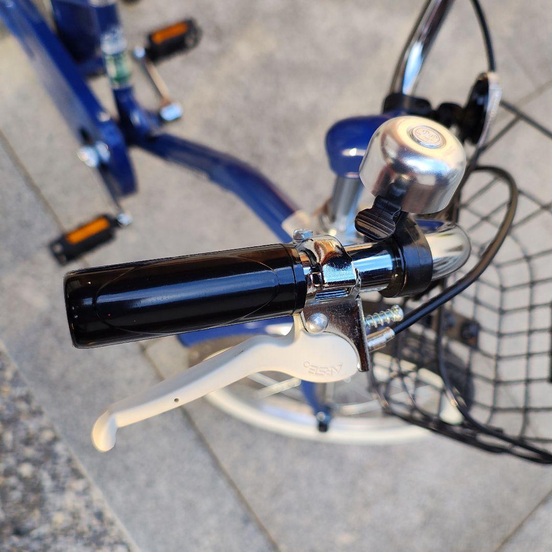 16インチ　自転車　青　補助輪、カゴ、手押し棒付き