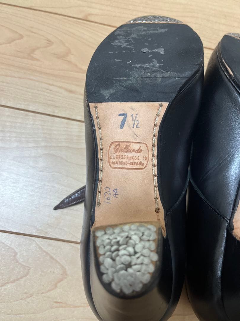 ガジャルド フラメンコシューズ サイズ40 24.5cm 黒革 ブラック