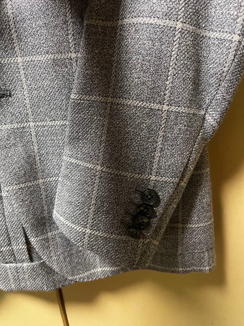 【美品】ISAIA イザイア　グレー　チェック　ビジネスジャケット　44 8C