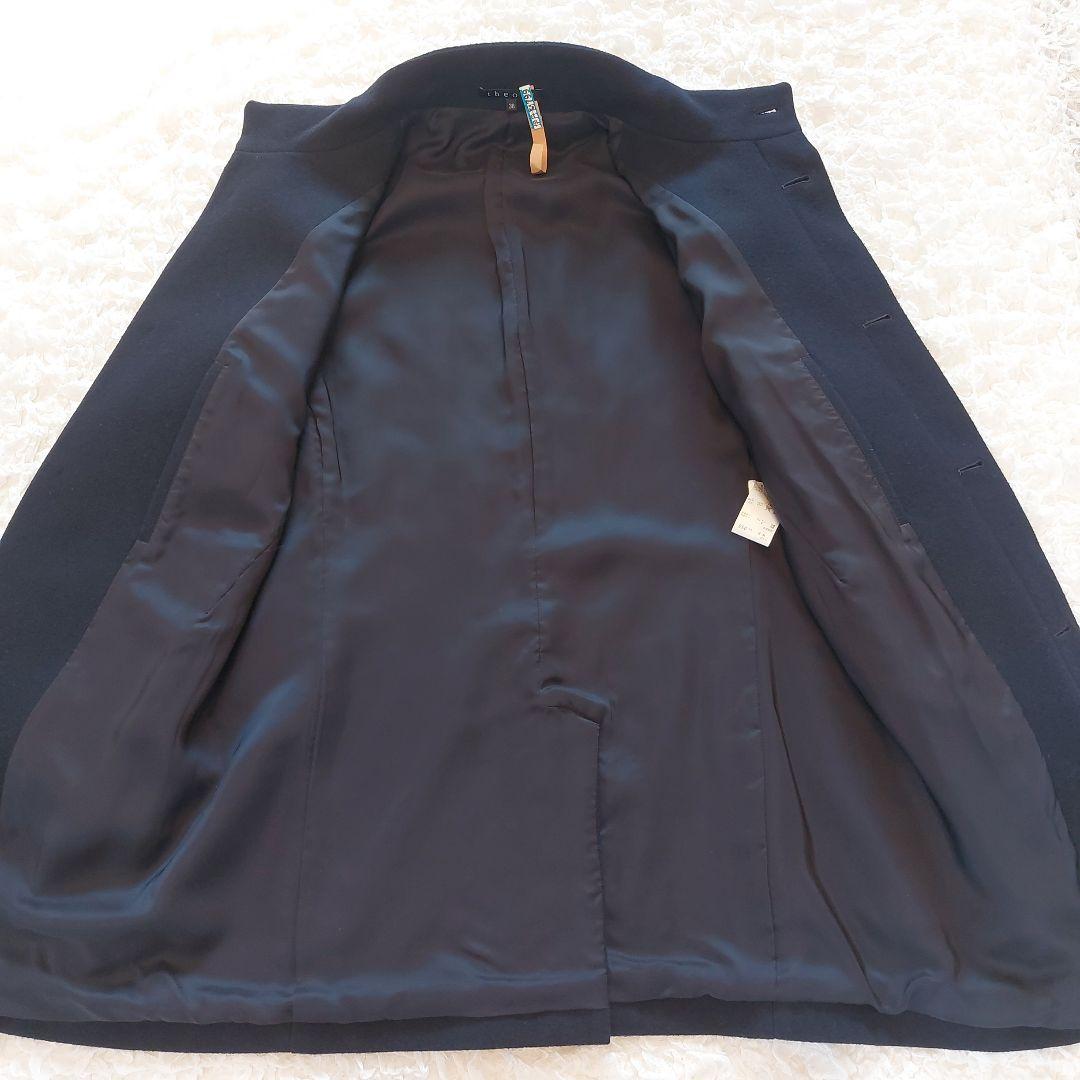 美品✨Theory メンズ スタンドカラーコート ウール ネイビー