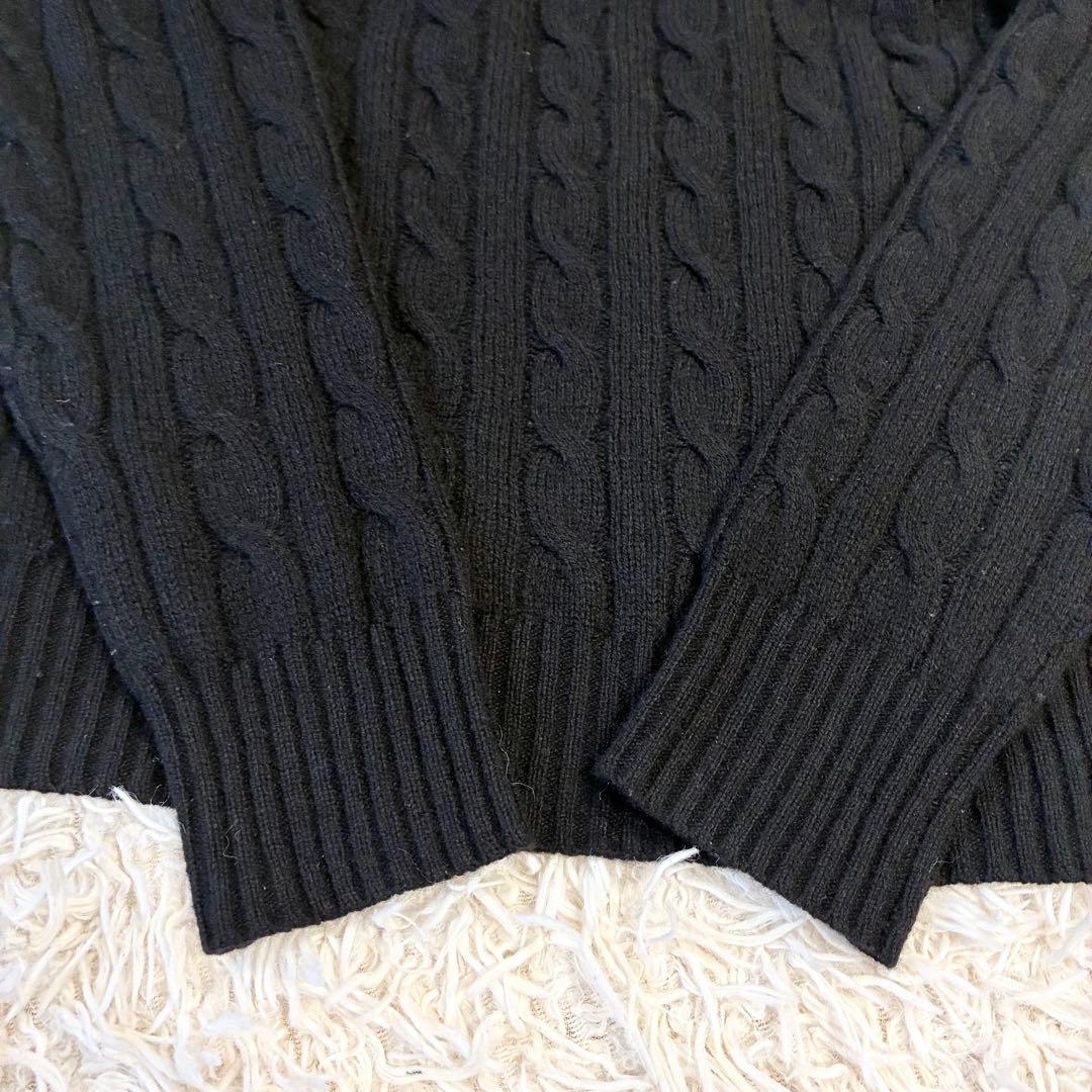 ポロラルフローレン カシミヤ混 ケーブルニット ブラック クルーネック