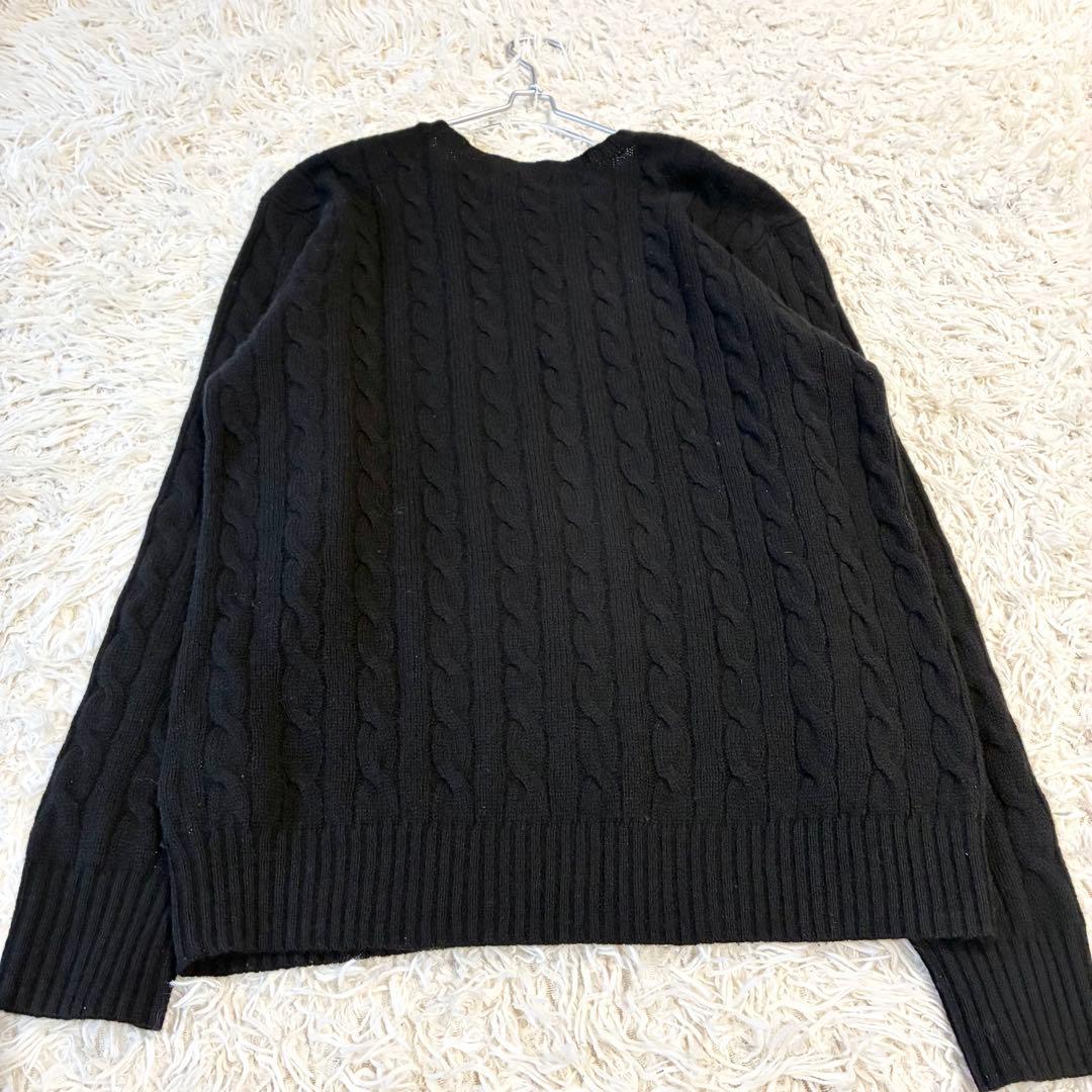 ポロラルフローレン カシミヤ混 ケーブルニット ブラック クルーネック
