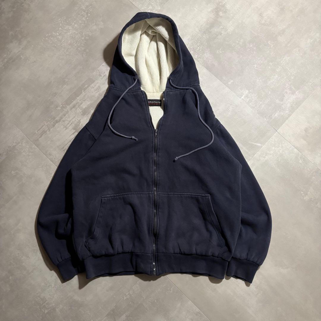 貴重size 90s - パーカー ダブルフェイス 裏サーマル フェード ナス紺