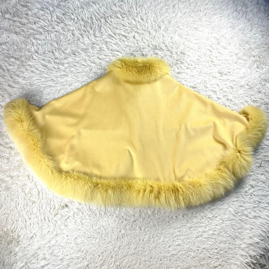 【美品】グレースクラス　ケープコート　カシミヤ　フォックスファー　イエロー