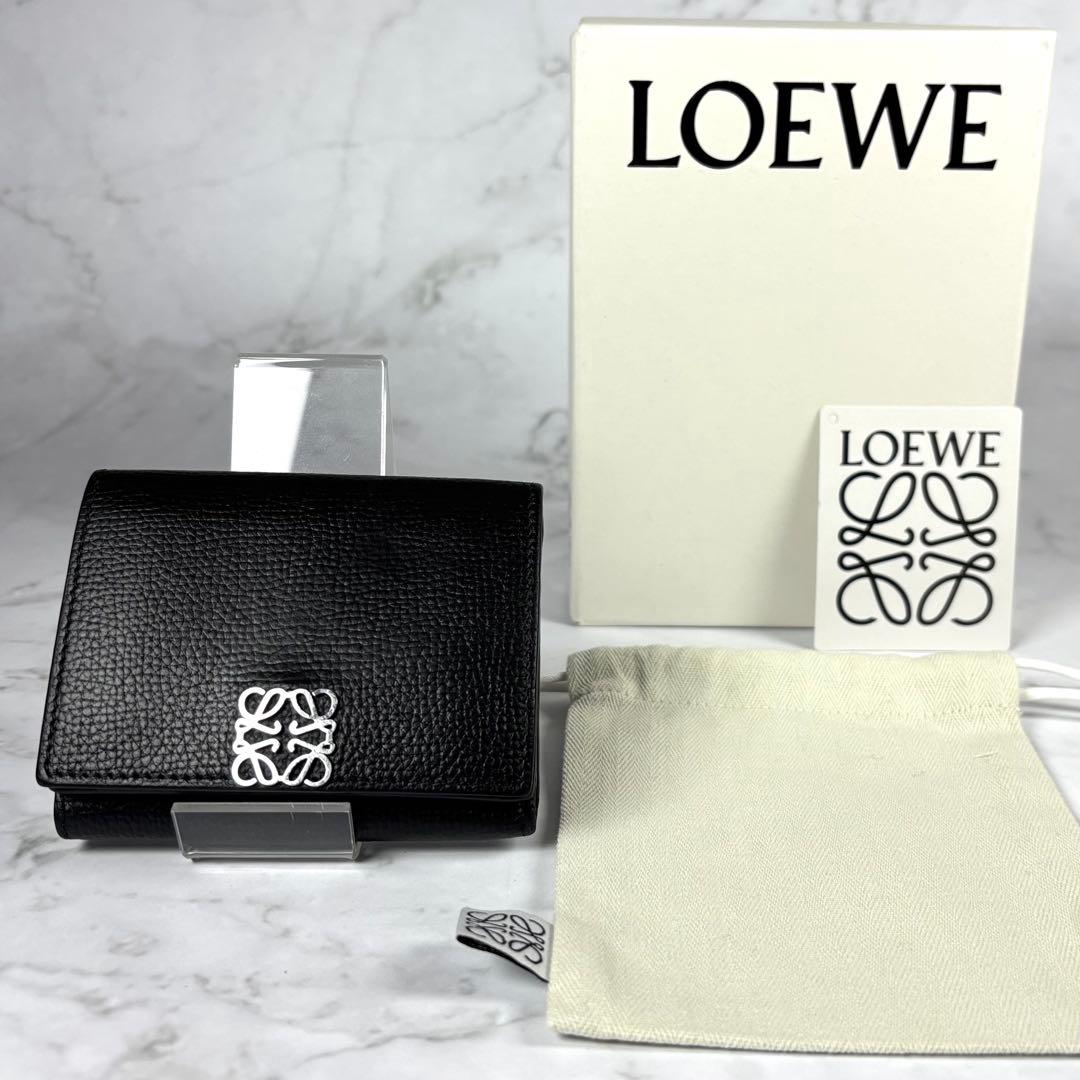 ロエベ　アナグラム　トライフォールドウォレット　Wホック　三つ折り　財布