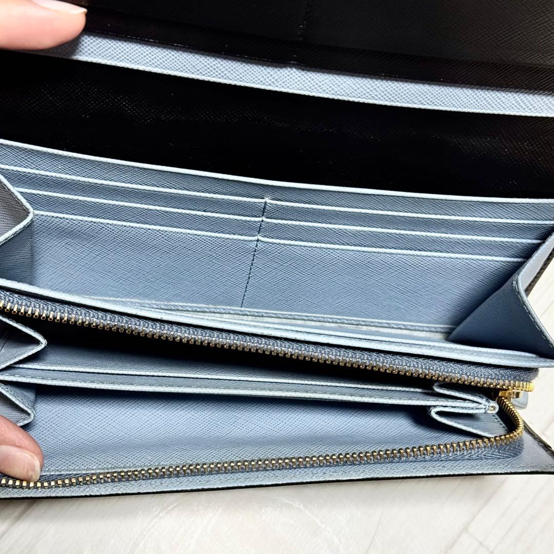美品　Prada プラダ　長財布　サフィアーノ　レザー　ゴールドロゴ