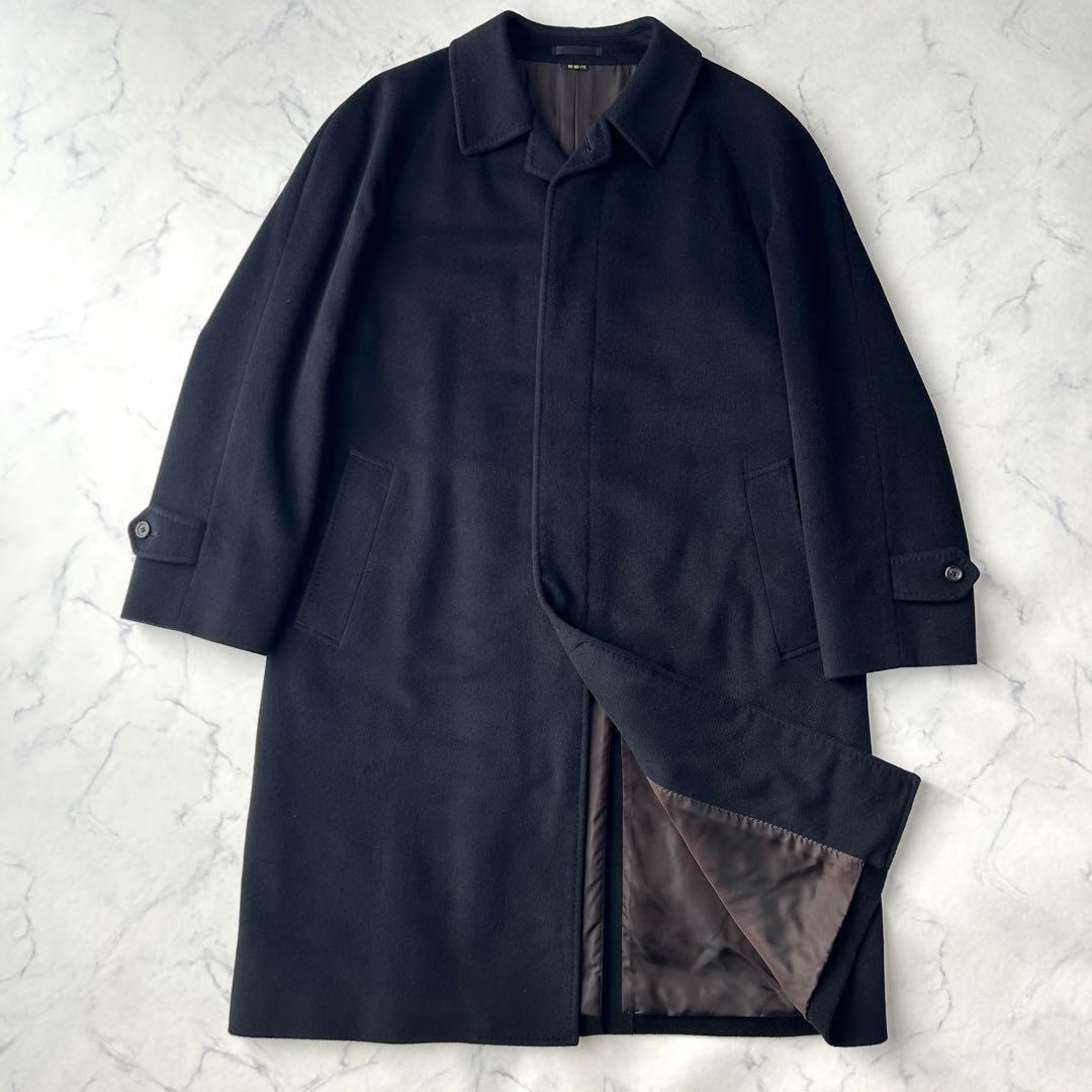 極美品✨　ピュアカシミヤ100%　サンヨーコート　ステンカラーコート　比翼　黒