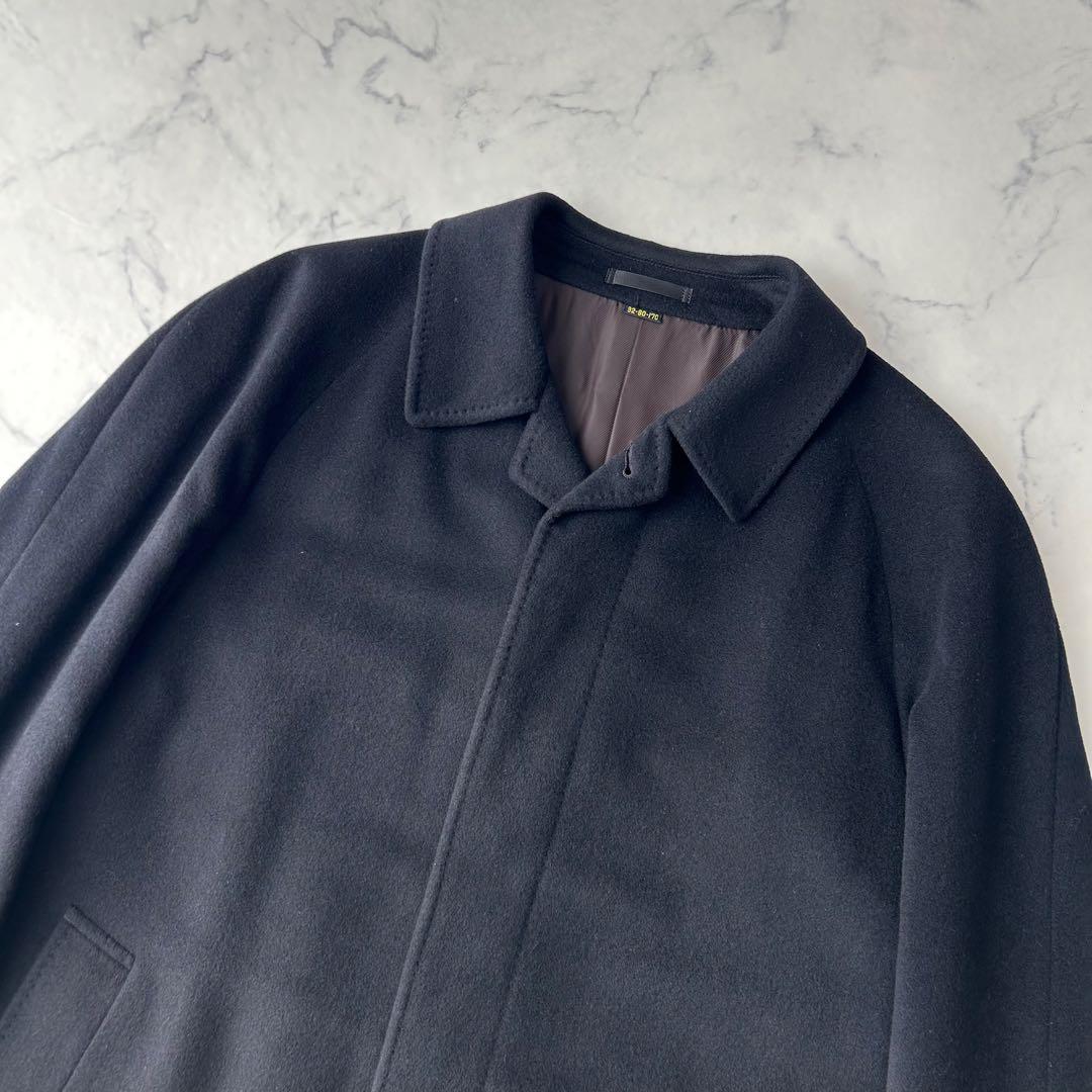 極美品✨　ピュアカシミヤ100%　サンヨーコート　ステンカラーコート　比翼　黒