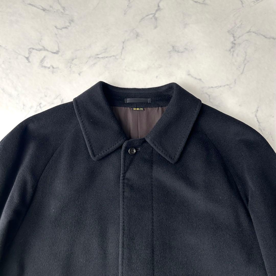 極美品✨　ピュアカシミヤ100%　サンヨーコート　ステンカラーコート　比翼　黒