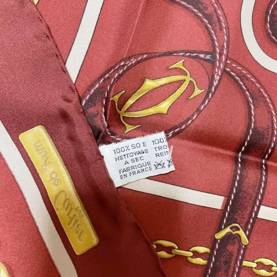 Cartierカルティエ 大判シルクスカーフ（タグ・箱付き