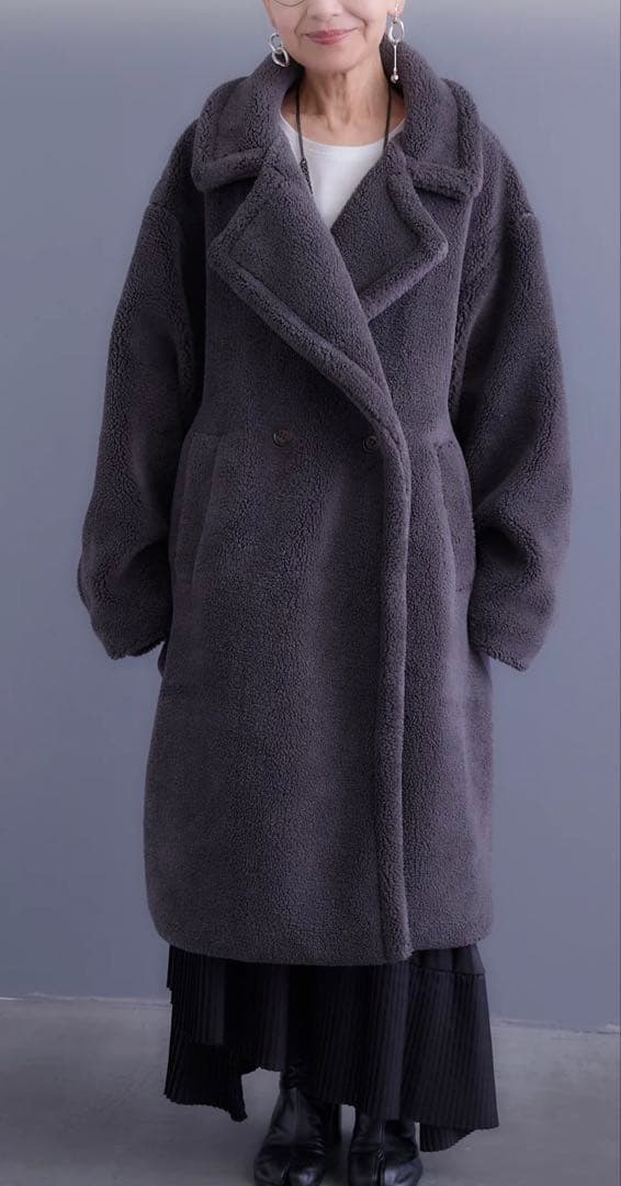 AIJAN 新品未使用　テディボアロングコート　チャコール　フリーサイズ