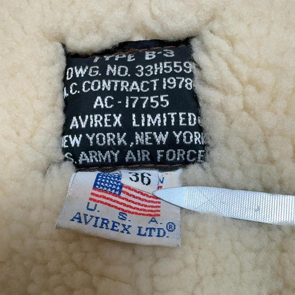 USA製 AVIREX B-3 ムートン フライト ジャケット 36 定価24万