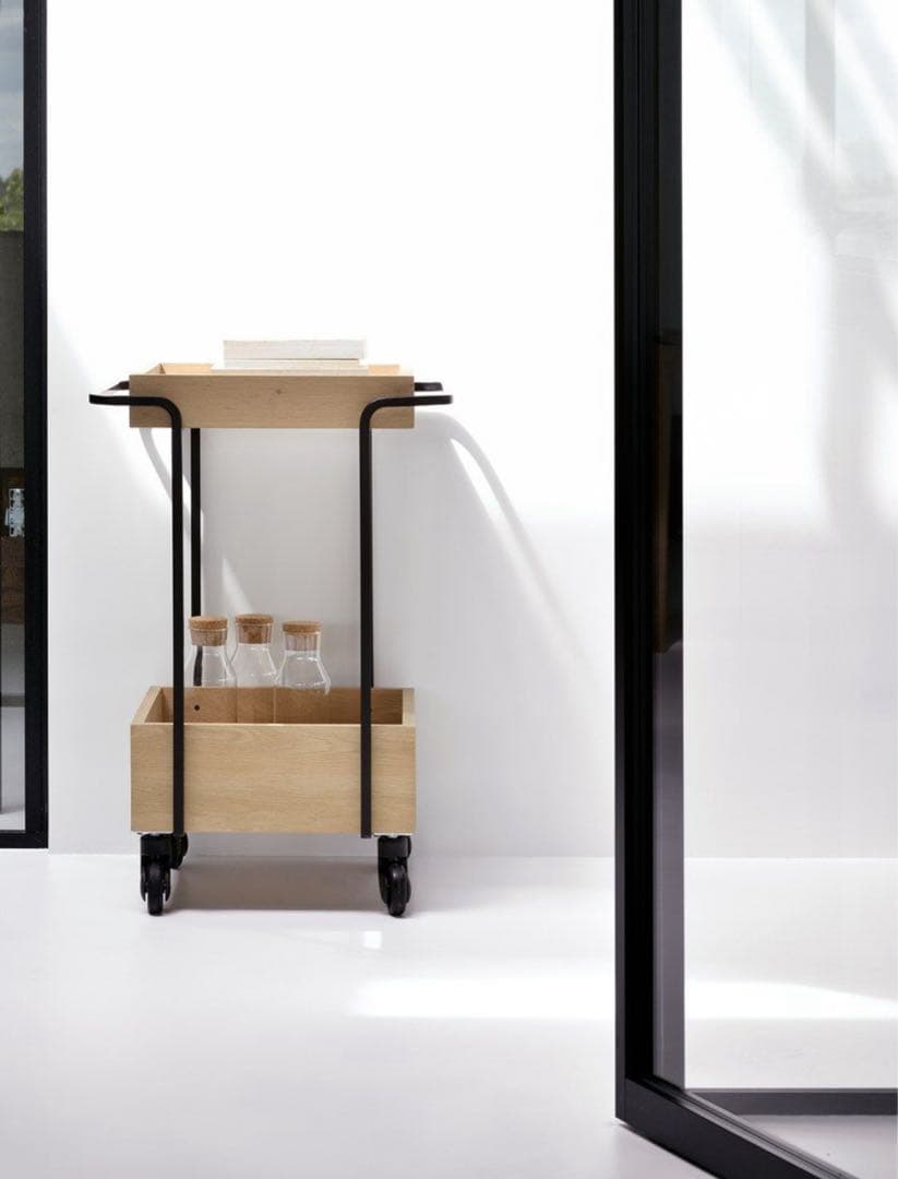 Ethnicraft 木製キッチンワゴン ナチュラル/ブラック 75cm