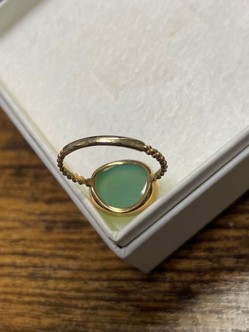 指輪　K18YG　11号　グリーンカルセドニー 12×10cm　1回半日使用
