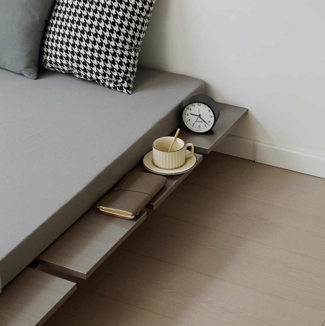 超人気！【幅140cm】木目調 ベッド SD ローベッド Gray